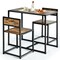 3 Pcs Dining Set Compact Table and 2 Chair with Metal Frame for for Small Space-Coffee